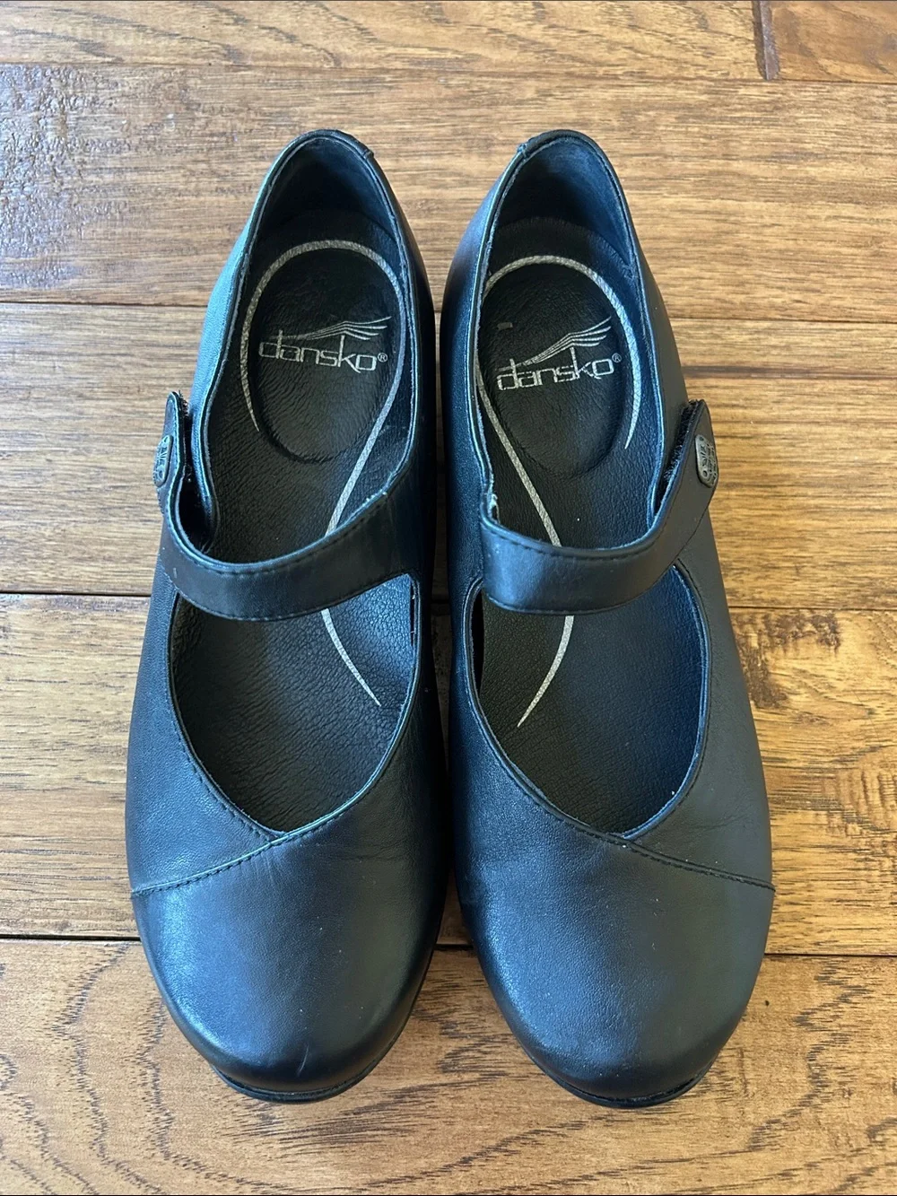 Dansko Mary Jane Flats Comfort Shoes Black Leather Size 36